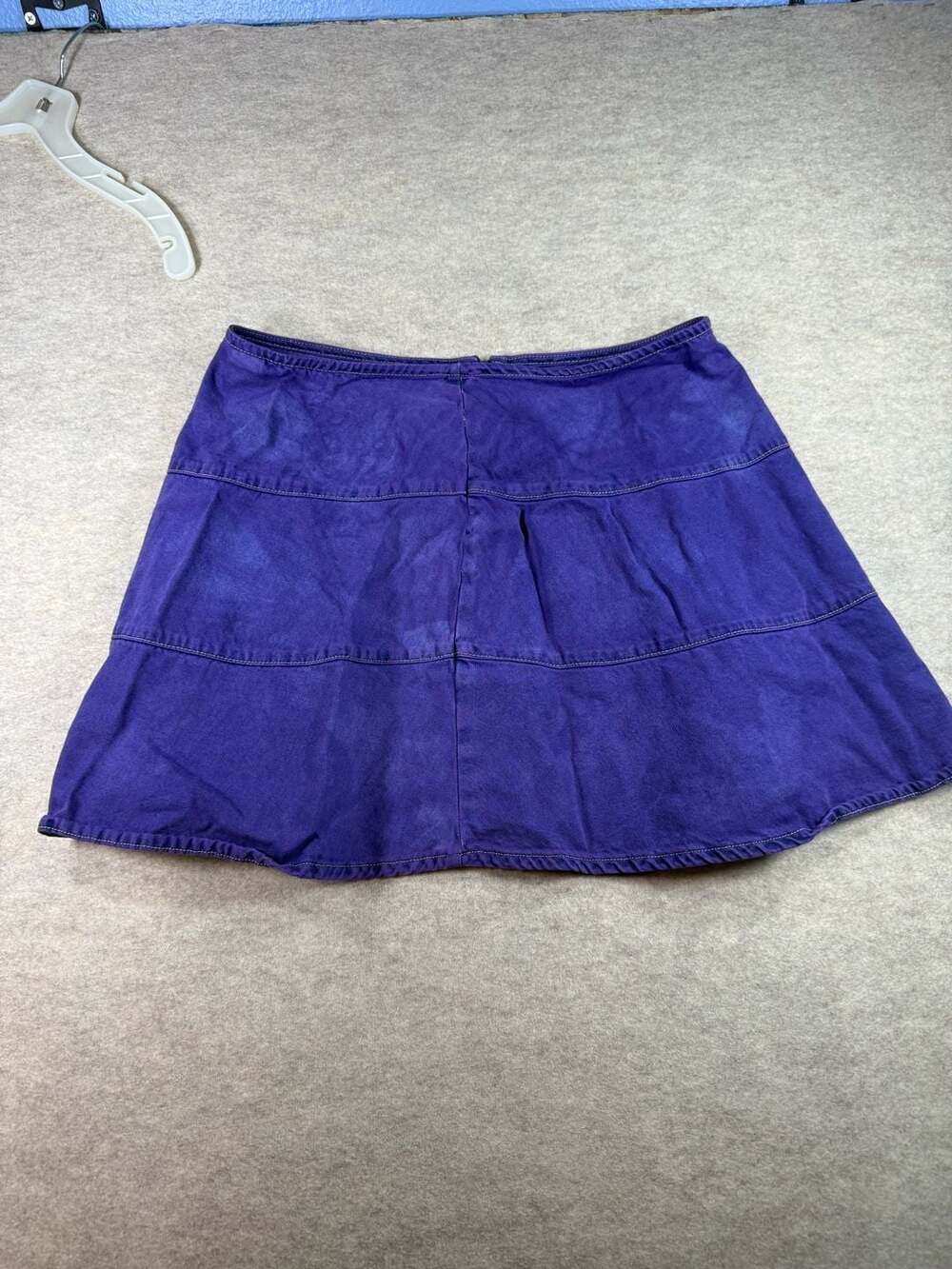 VICI hand dyed Purple Tiered Denim Mini Skirt Extra Large